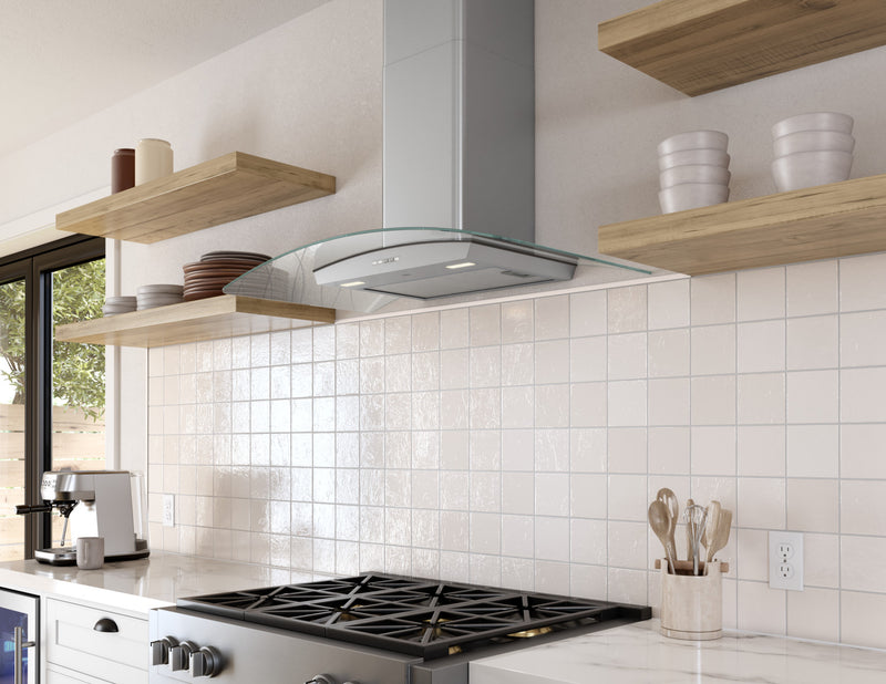 Hotte de cuisinière courbée Brisas par Zephyr de 30 po en verre - acier inoxydable - BMI-E30DG