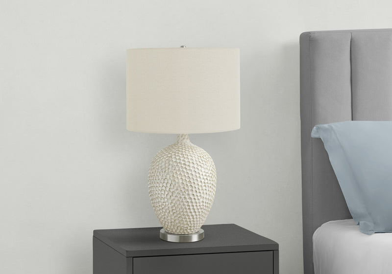 Lampe de table de 28 po en céramique crème