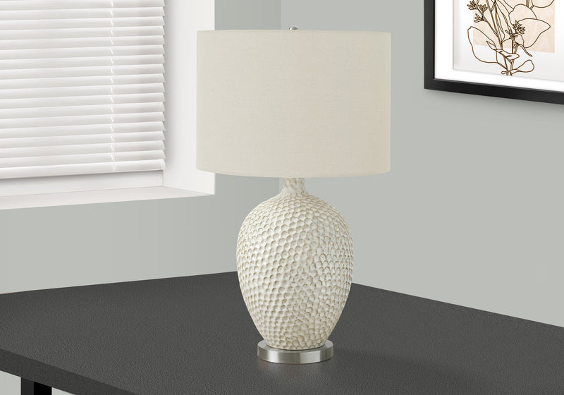 Lampe de table de 28 po en céramique crème