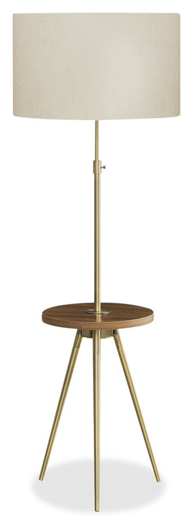 63" Brass Metal Tripod Floor Lamp with USB Port|Lampe à pied de style trépied de 63 po en métal laiton avec port USB