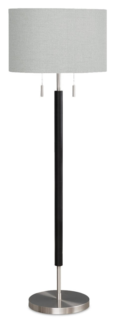 60" Nickel Metal Floor Lamp|Lampe à pied de 60 po en métal laiton