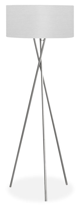 Lampe à pied de style trépied de 62 po en métal nickel