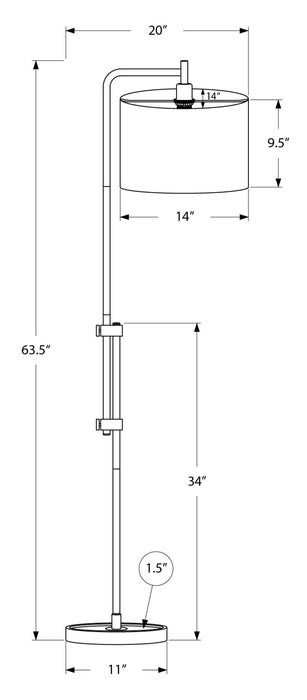 Lampe à pied de 63 po en métal laiton