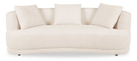  Sofa arrondi Moon de 91 po en tissu avec coussins décoratifs - blanc amande laineux