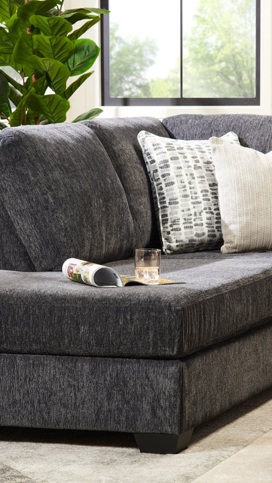 Sofa sectionnel en U de gauche Morgan 2 pièces fabriqué au Canada en tissu de chenille avec coussins décoratifs - gris