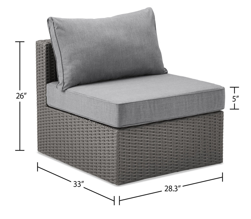 Ensemble Morris 5 pièces pour la terrasse à l’extérieur avec 3 fauteuils sans accoudoirs - gris