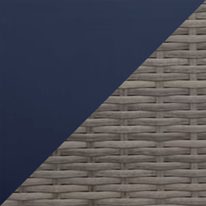 Ensemble Naples 5 pièces pour la terrasse à l’extérieur avec 3 fauteuils en coin et 2 fauteuils sans accoudoirs - osier en résine tressé à la main, résistant aux rayons UV et aux intempéries - naturel et bleu