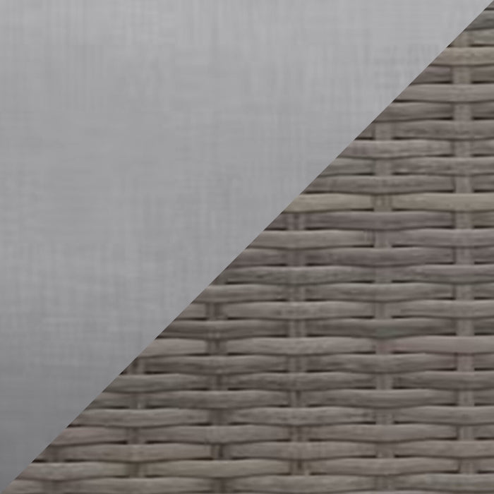 Ensemble Naples 5 pièces pour la terrasse à l’extérieur avec 3 fauteuils en coin et 2 fauteuils sans accoudoirs - osier en résine tressé à la main, résistant aux rayons UV et aux intempéries - naturel et gris