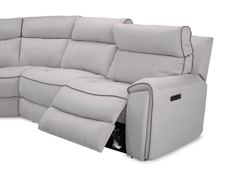 Sofa sectionnel de gauche à inclinaison électrique Newport de Cindy Crawford Home 6 pièces en suédine avec port USB - gris