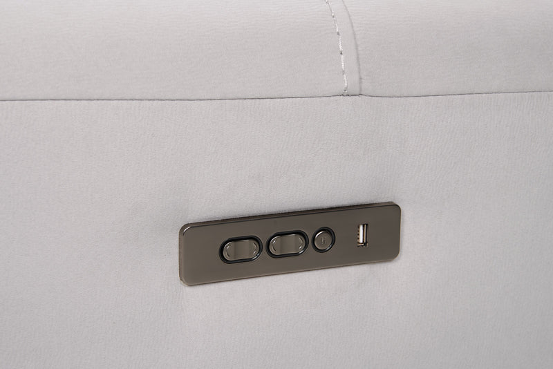 Sofa sectionnel de gauche à inclinaison électrique Newport de Cindy Crawford Home 6 pièces en suédine avec port USB - gris