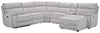 Sofa sectionnel de droite à inclinaison électrique Newport de Cindy Crawford Home 6 pièces en suédine avec port USB - gris