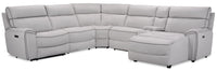  Sofa sectionnel de droite à inclinaison électrique Newport de Cindy Crawford Home 6 pièces en suédine avec port USB - gris