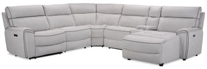 Sofa sectionnel de droite à inclinaison électrique Newport 6 pièces en suédine - gris