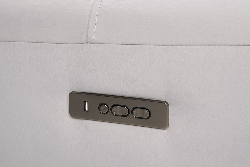 Sofa sectionnel de droite à inclinaison électrique Newport de Cindy Crawford Home 6 pièces en suédine avec port USB - gris