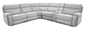 Sofa sectionnel à inclinaison électrique en forme de L Newport 6 pièces en suédine - gris