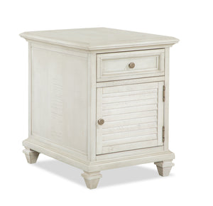 Table de fauteuil traditionnelle Newman de 18 po avec rangement - pin blanc albâtre