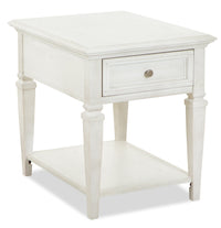 Table de bout traditionnelle Newman de 20 po avec rangement et tablette - pin blanc albâtre