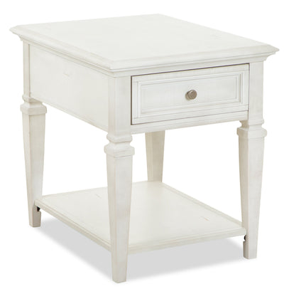 Newman  20" Traditional End Table with Storage and Shelf - Alabaster White Pine|Table de bout traditionnelle Newman de 20 po avec rangement et tablette - pin blanc albâtre