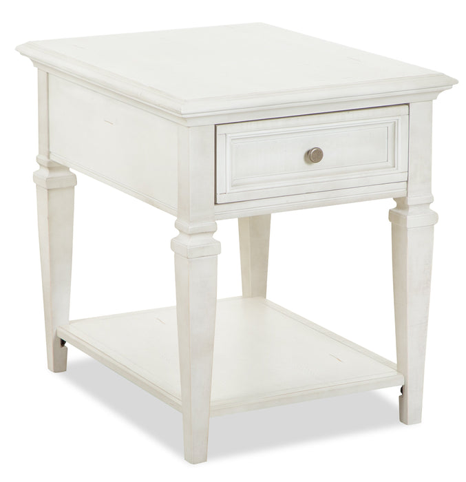 Table de bout traditionnelle Newman de 20 po avec rangement et tablette - pin blanc albâtre