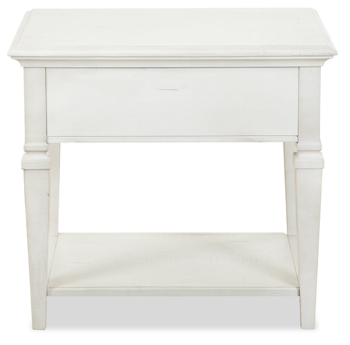 Table de bout traditionnelle Newman de 20 po avec rangement et tablette - pin blanc albâtre