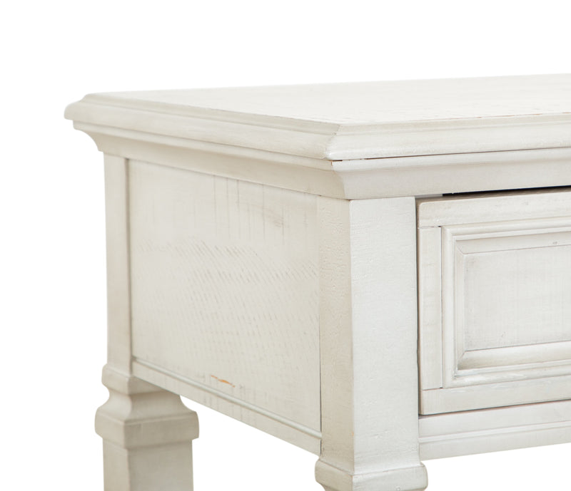 Table de salon traditionnelle Newman de 50 po avec rangement et tablette - pin blanc albâtre