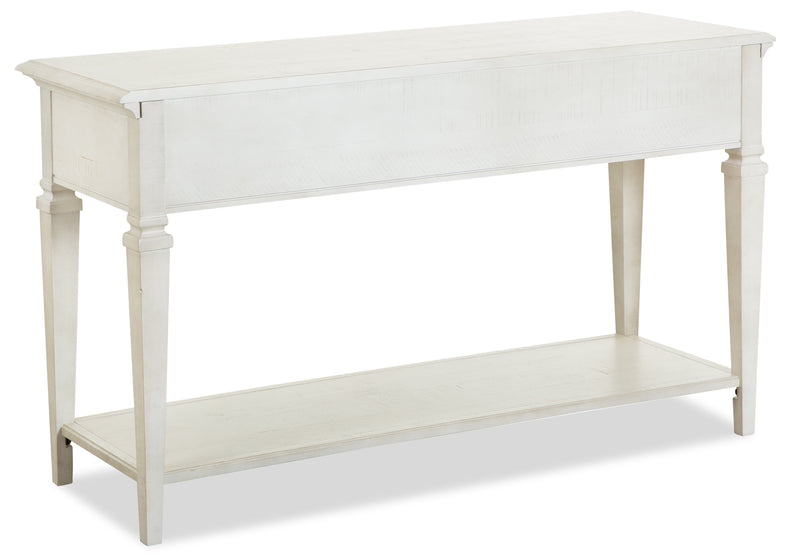 Table de salon traditionnelle Newman de 50 po avec rangement et tablette - pin blanc albâtre