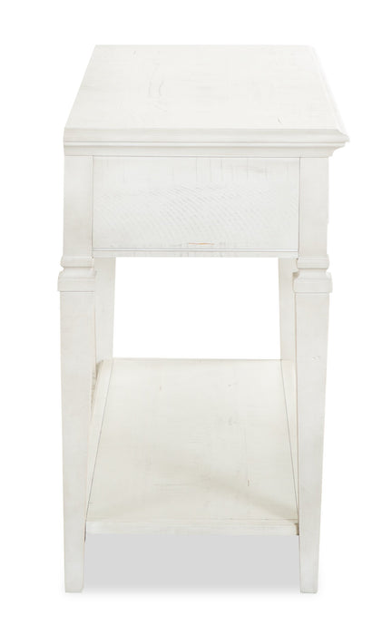 Table de salon traditionnelle Newman de 50 po avec rangement et tablette - pin blanc albâtre