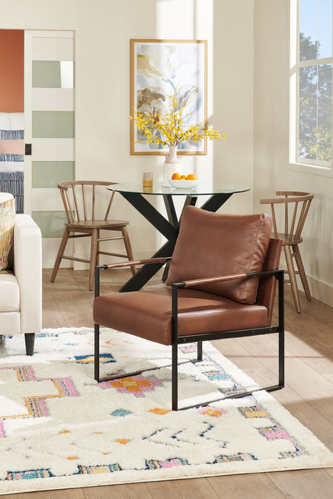 Fauteuil d’appoint Nico de 24,75 po en similicuir avec pattes en métal - brun 