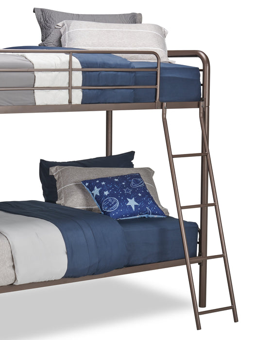 Lits superposés Noah en métal pour enfants avec échelle et garde-corps, bronze foncé - simple et simple