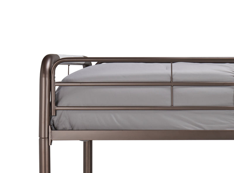 Lits superposés Noah en métal pour enfants avec échelle et garde-corps, bronze foncé - simple et simple