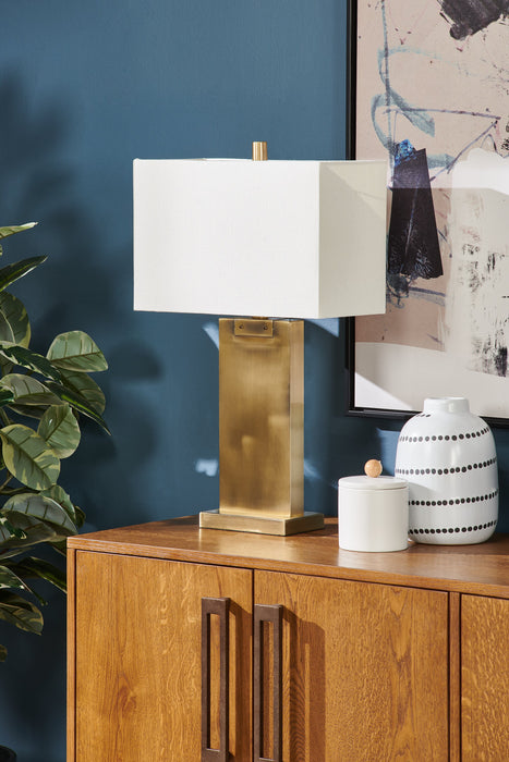 Lampe de table Nolan de 26 po en métal laiton antique 