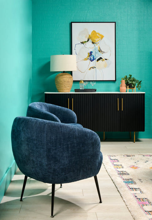 Fauteuil d’appoint Nova de 28,7 po en tissu bouclé - bleu