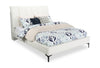 Lit plateforme rembourré Nova en tissu de cuir végétalien blanc - format grand lit