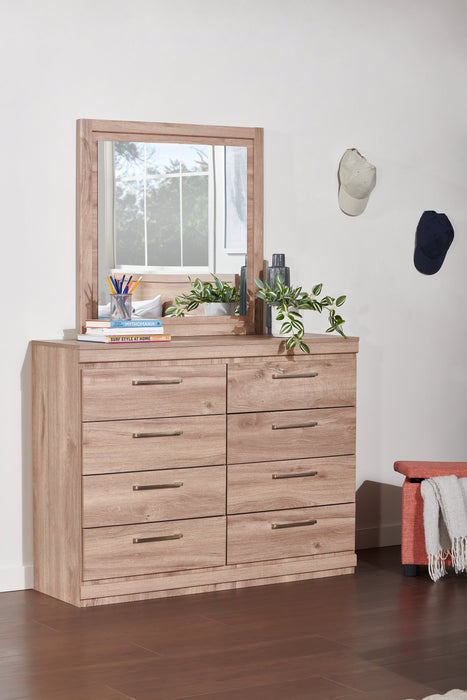 Commode de chambre à coucher Oakley de 49 po (L) x 37 po (H) à 8 tiroirs, fabriquée au Canada - naturelle
