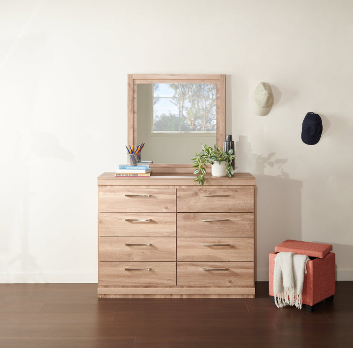 Commode de chambre à coucher Oakley de 49 po (L) x 37 po (H) à 8 tiroirs, fabriquée au Canada - naturelle
