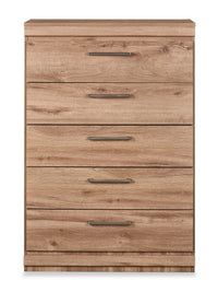  Commode verticale de chambre à coucher Oakley de 31 po (L) x 45 po (H) à 5 tiroirs, fabriquée au Canada - naturelle