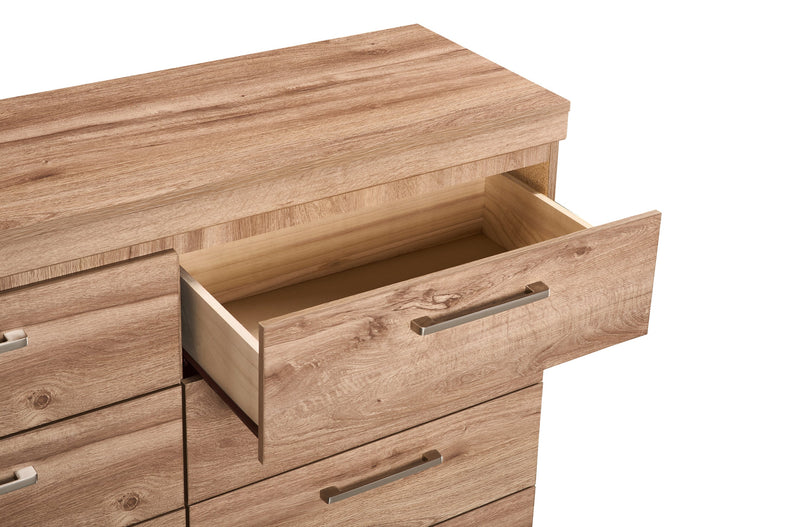 Commode de chambre à coucher Oakley de 49 po (L) x 37 po (H) à 8 tiroirs, fabriquée au Canada - naturelle
