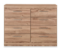 Commode de chambre à coucher Oakley de 49 po (L) x 37 po (H) à 8 tiroirs, fabriquée au Canada - naturelle