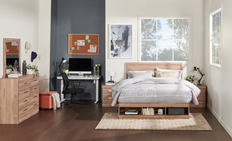 Commode de chambre à coucher Oakley de 49 po (L) x 37 po (H) à 8 tiroirs, fabriquée au Canada - naturelle