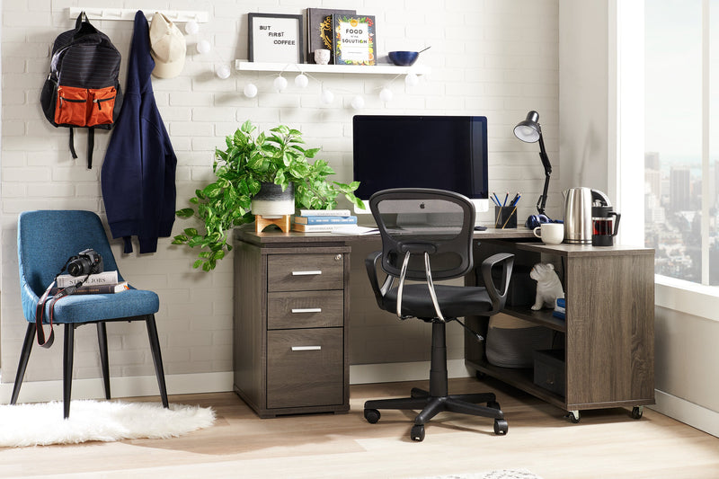 Bureau en coin pliable Oliver de 60 po avec rangement et ports USB - gris