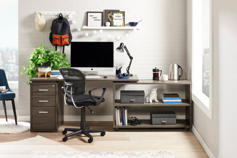 Bureau en coin pliable Oliver de 60 po avec rangement et ports USB - gris