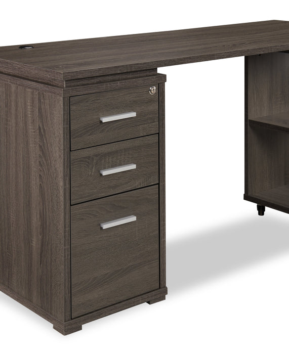 Bureau en coin pliable Oliver de 60 po avec rangement et ports USB - gris
