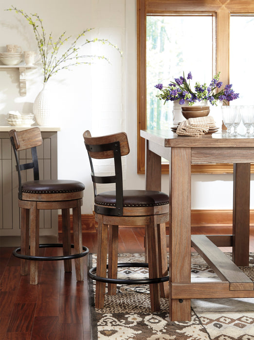 Tabouret Otis de hauteur comptoir en tissu de cuir végétalien et en métal avec siège pivotant - brun