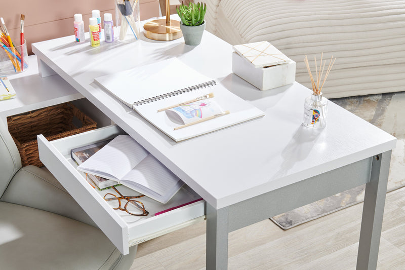 Bureau en coin réversible Owen de 55 po à 4 tiroirs et compartiments - blanc