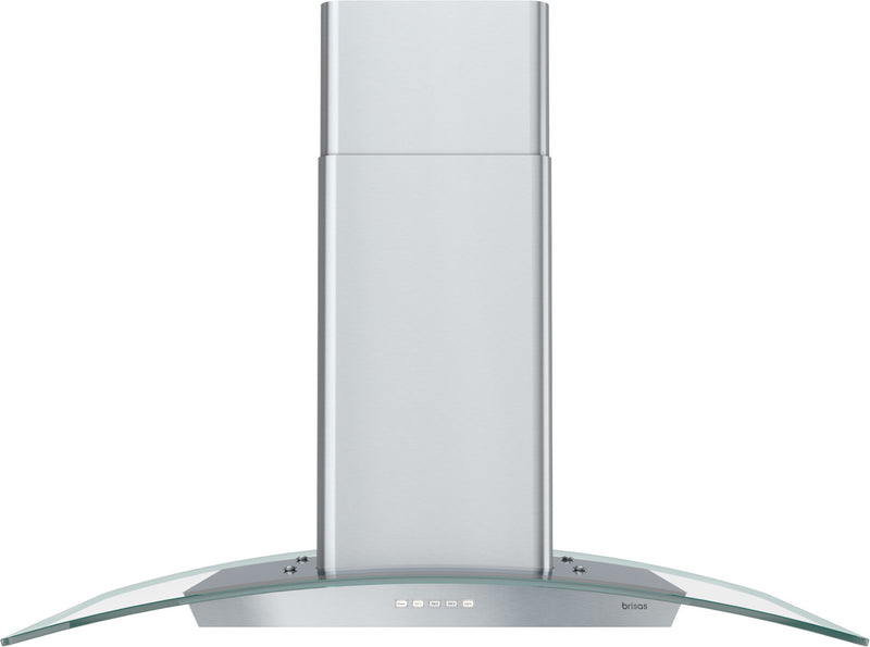 Hotte de cuisinière courbée Brisas par Zephyr de 36 po en verre - acier inoxydable - BML-E36CG