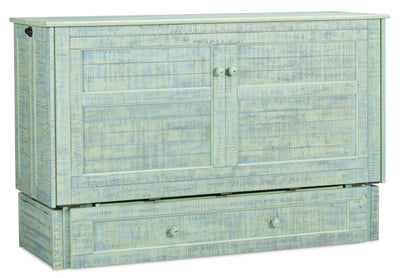 Parker Cabinet Bed with Memory Foam Mattress, Seafoam - Queen Size | Armoire-lit Parker avec matelas en mousse à mémoire de forme, écume de mer - format grand lit