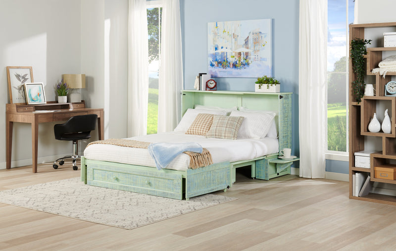 Armoire-lit Parker avec matelas en mousse à mémoire de forme, écume de mer - format grand lit