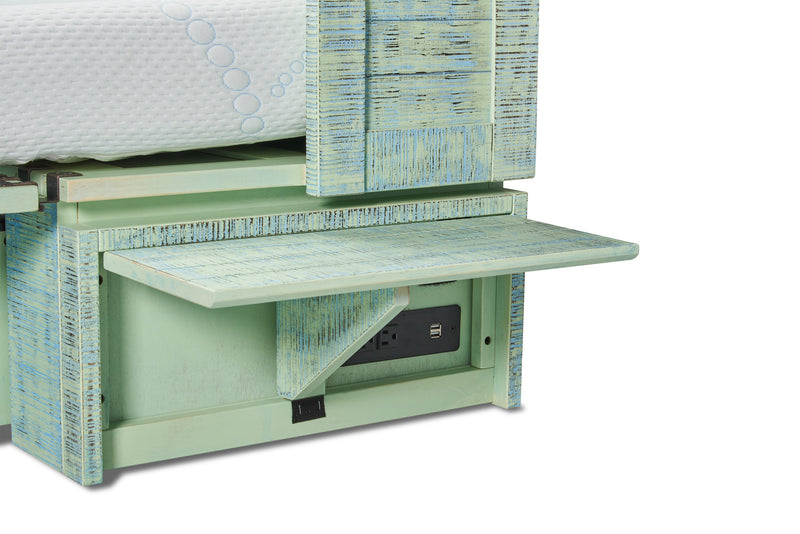 Armoire-lit Parker avec matelas en mousse à mémoire de forme, écume de mer - format grand lit