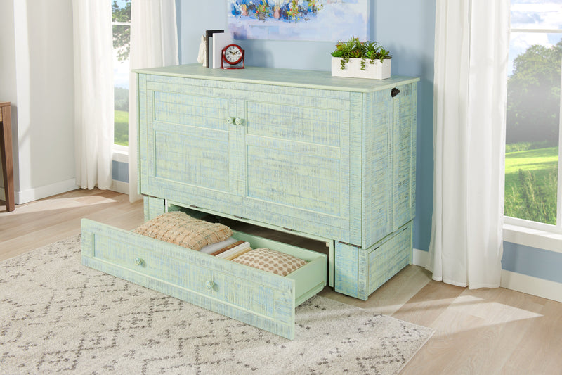 Armoire-lit Parker avec matelas en mousse à mémoire de forme, écume de mer - format grand lit