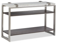 Table de salon moderne Paradox de 48 po avec tablette - dessus en marbre blanc avec armature platine brossé